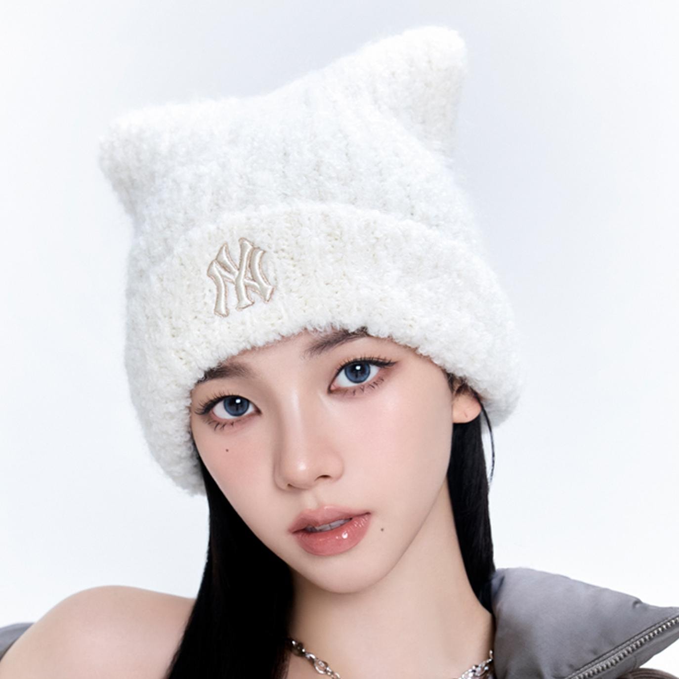 (Karina(aespa)/TWS同款) MLB 新款貓貓耳朵毛帽