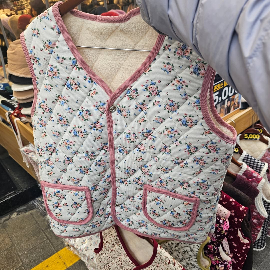 韓國國民花花阿婆背心 (彩邊款)