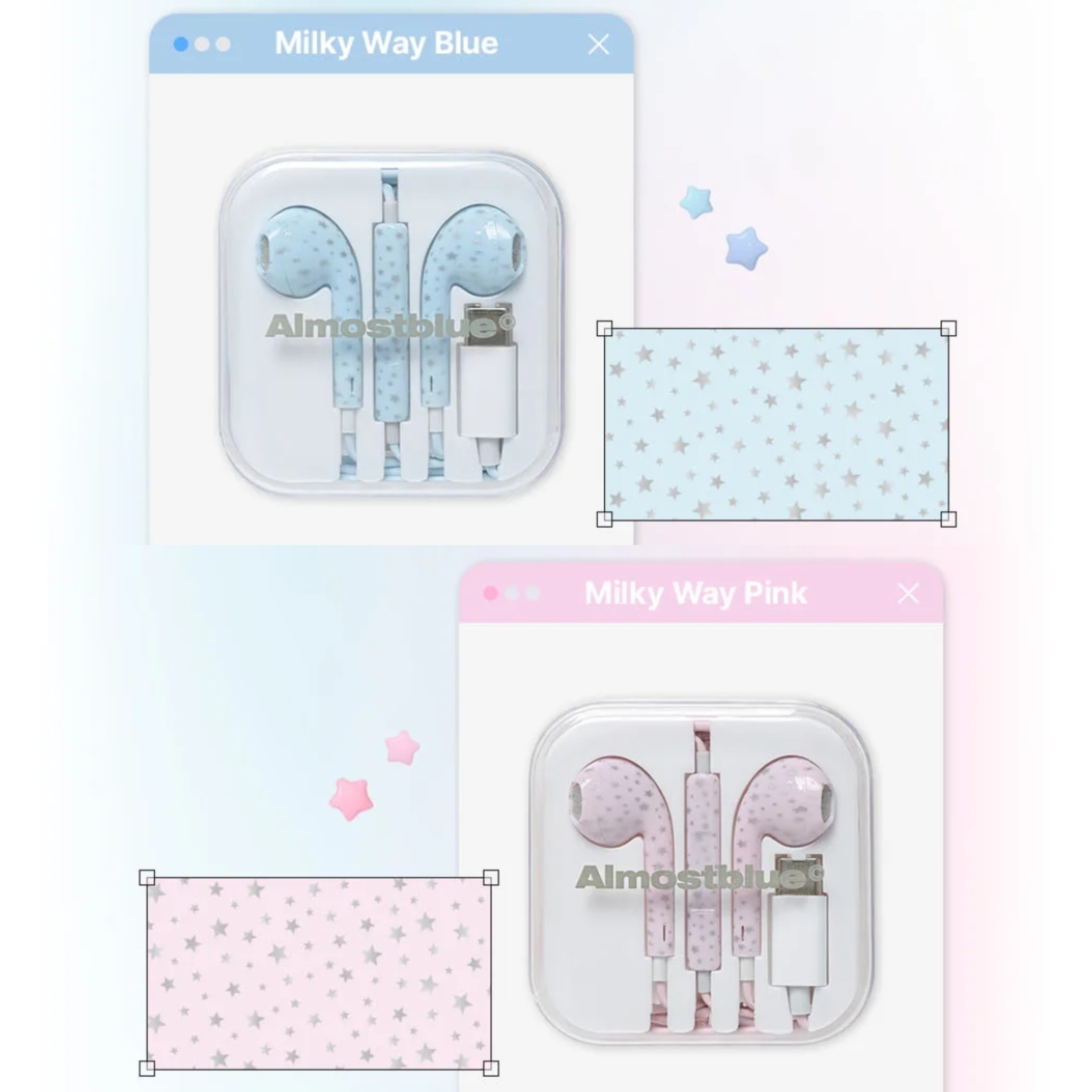 Almost Blue 粉色星星雪點耳機