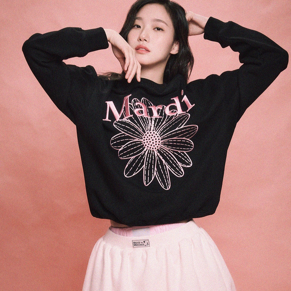 金高銀同款！SWEATSHIRT FLOWERMARDI NEEDLEWORK_BLACK PINK